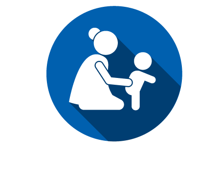 White Icon of Mom with Child holding them