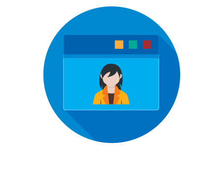 a graphic icon of a woman's profile picture in simple iconography with ymca colors