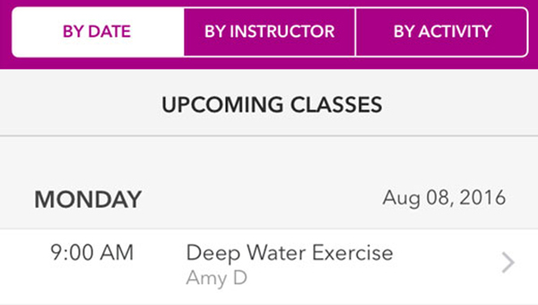 Search for fitness classes