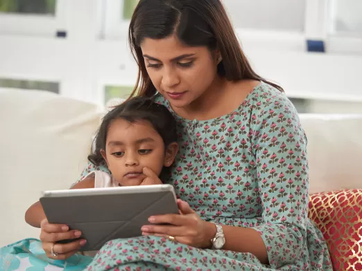 Mother and child using a tablet