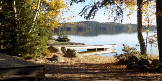 Lake landscape with dock and shoreline