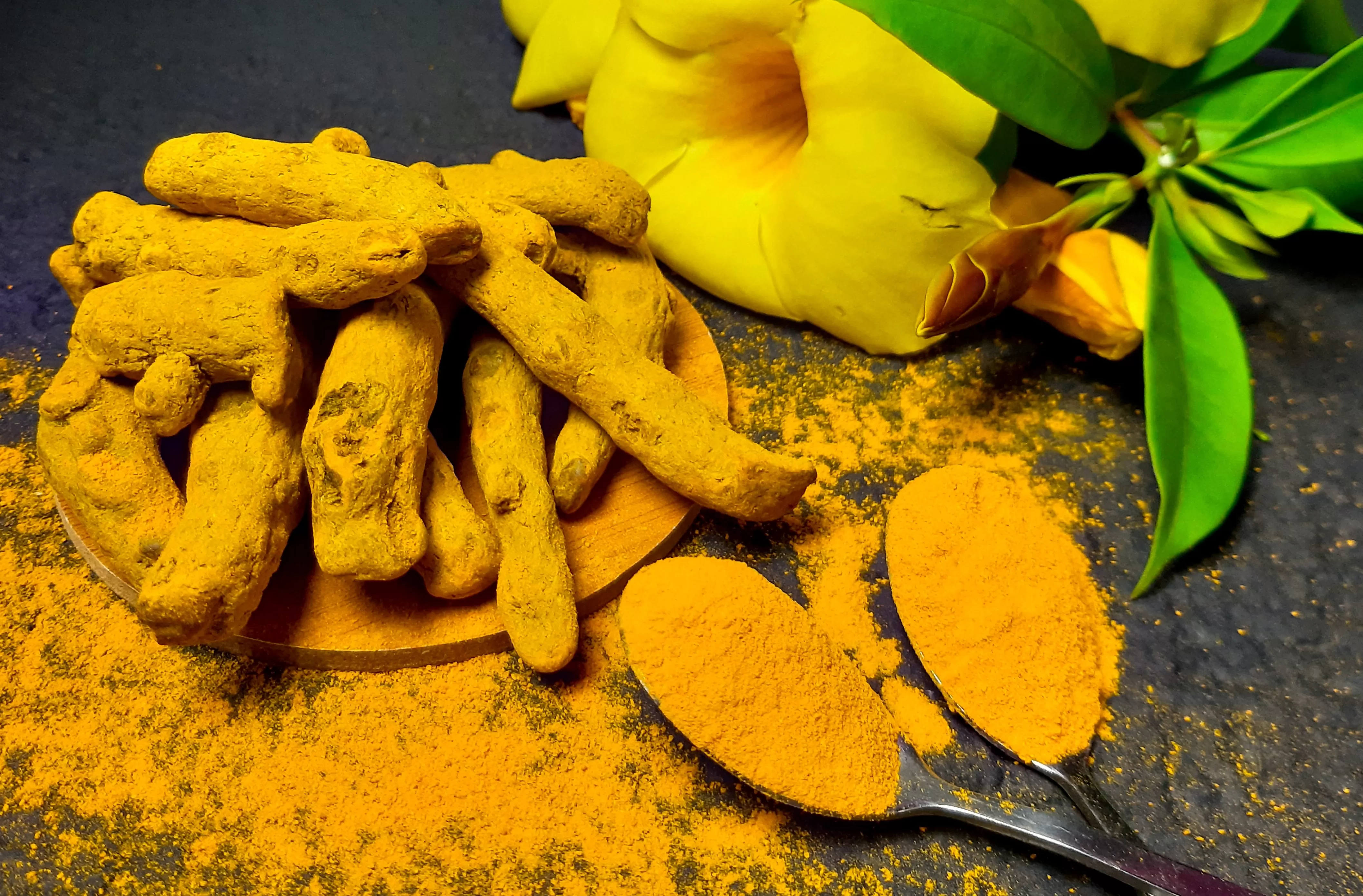 ginger root covered in tumeric